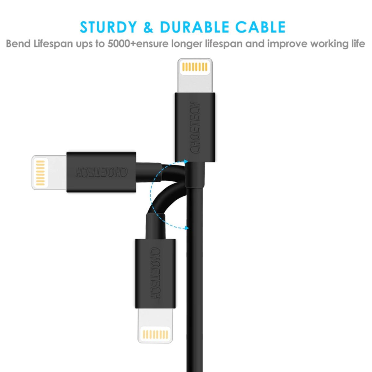 Cáp sạc nhanh MFI Usb to Light-ning 2.4A Choetech Series IP00 (Hàng chính hãng)
