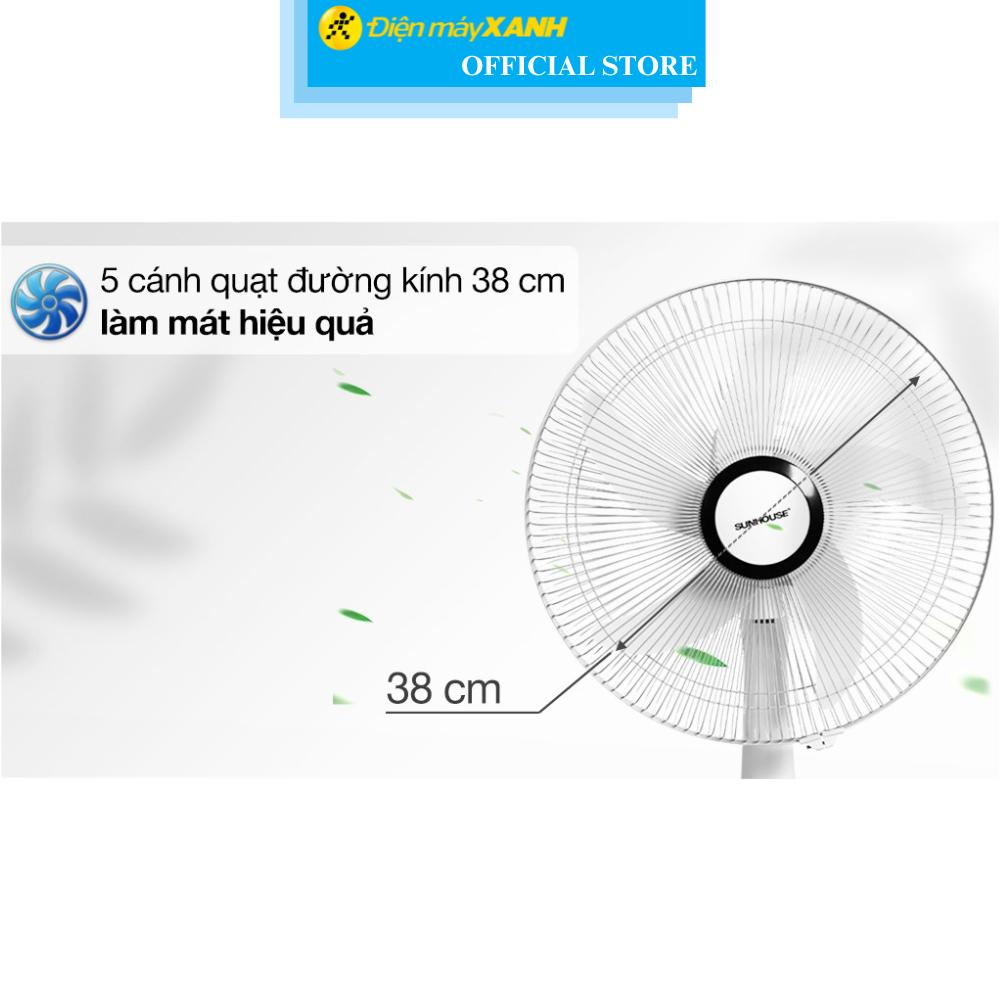 Quạt sạc điện Sunhouse 5 cánh SHD7223 24W - Hàng Chính Hãng