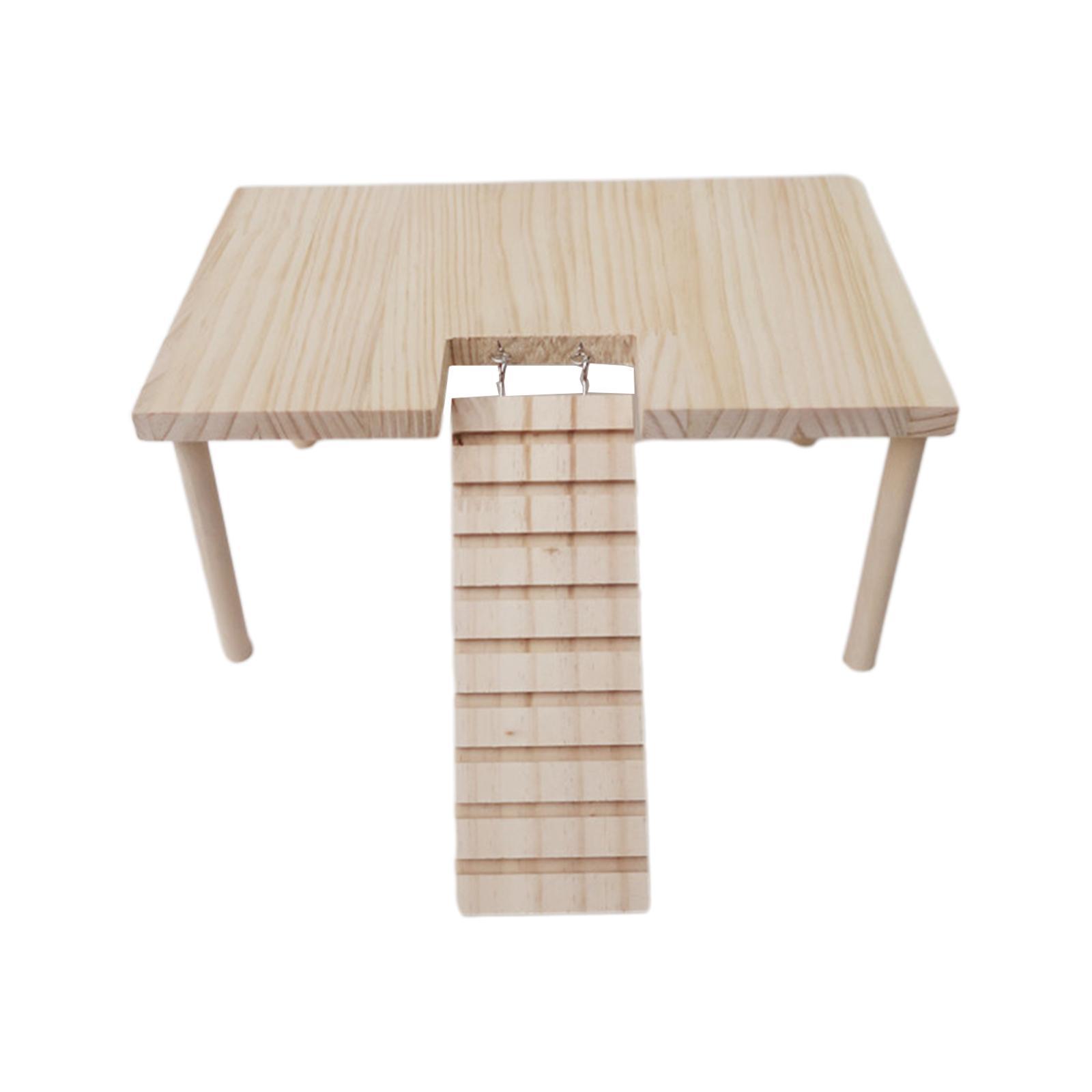Small Pet Wooden Platform with Stairs Stable for Hamster Rat Squirrel Chinchilla