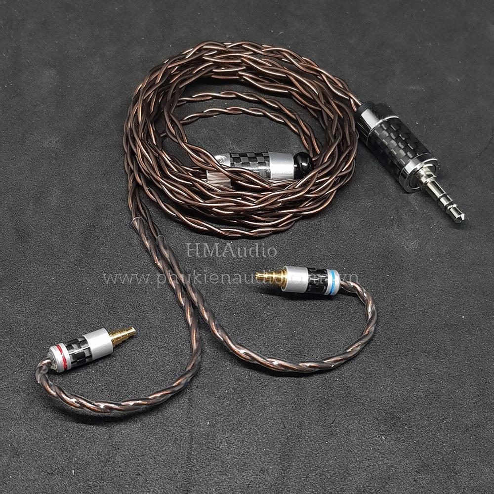 Dây tai nghe đồng 7N OCC Litz 24AWG đường kính dây đơn 1.2mm tết 4 sợi màu Coffee - Connetor IM01/02/03 IM50/70 A2DC IE80/80s IE40Pro IE100/500 IE300/900 2Pin MMCX