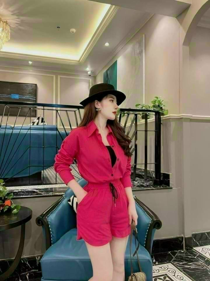 SÉT ĐÙI RÚT DÂY& ÁO SƠ MI CÀI NÚT KÈM ÁO TRONG 3 MÀU Y HÌNH
