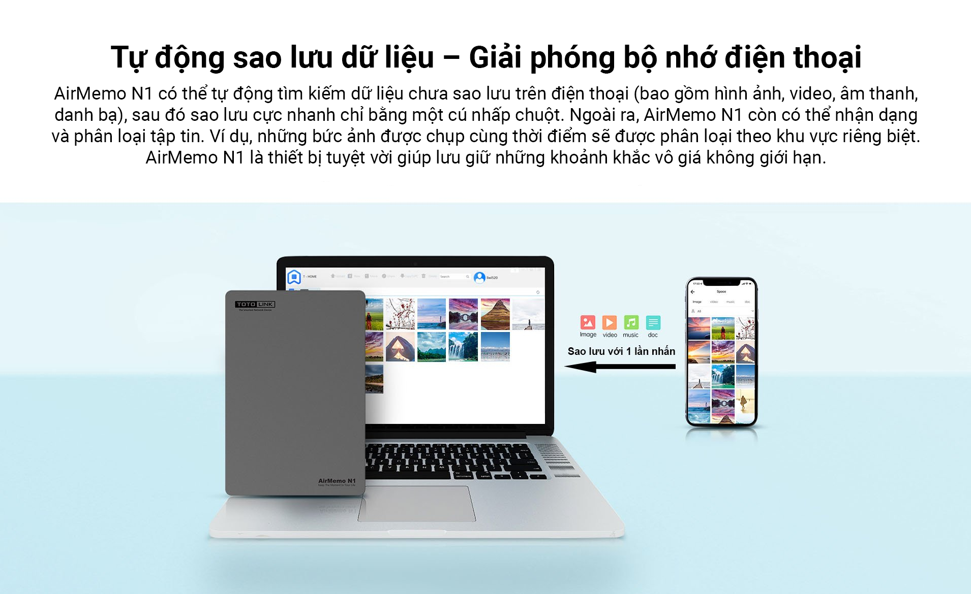 Thiết bị lưu trữ dữ liệu - AirMemo N1 - HÀNG CHÍNH HÃNG