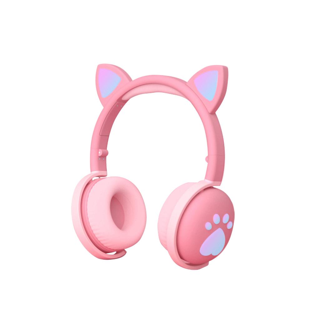 Trẻ Em Bluetooth Tai Nghe Kawaii Tai Nghe Tai Mèo LED Sáng Đèn Không Dây Có Thể Gấp Gọn Tai Nghe Jack Cắm 3.5MM Bluetooth 5.0 Cho Sinh Nhật quà Tặng