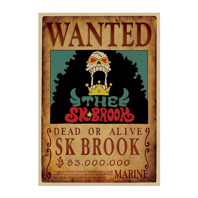 Tranh poster wanted lệnh truy nã One Piece dán tường, phong cách vintage kích thước 50.5*35cm trang trí độc đáo