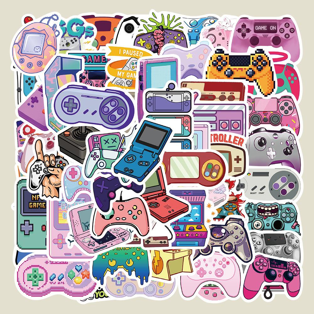 Sticker máy chơi game hoạt hình cute trang trí mũ bảo hiểm, guitar, ukulele, điện thoại, sổ tay, laptop-mẫu S50