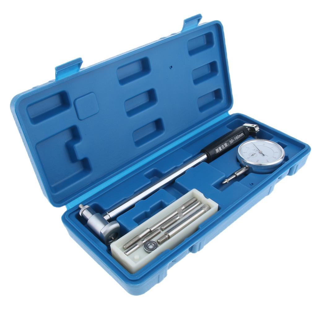 Dial Bore Gauge, 50-160MM Bore Gauge Set Diameter Indicator Measuring Engine Cylinder Tool Kit Used to Measure Internal Dimensions