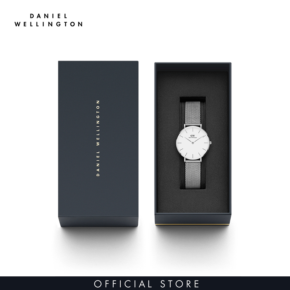 Đồng hồ Nữ Daniel Wellington dây lưới - Petite Sterling mặt trắng - vỏ