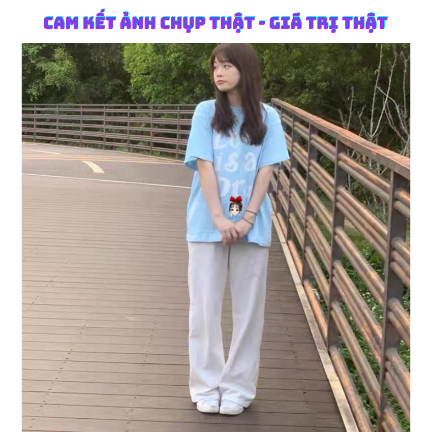 Sét Bộ Đồ Nữ, SS02 Sét Đồ Nữ Đi Chơi Đẹp In Hình Cô Gái Dễ Thương, Sét Áo Vải Cottot Và Quần KaKi Trắng Cá Tính