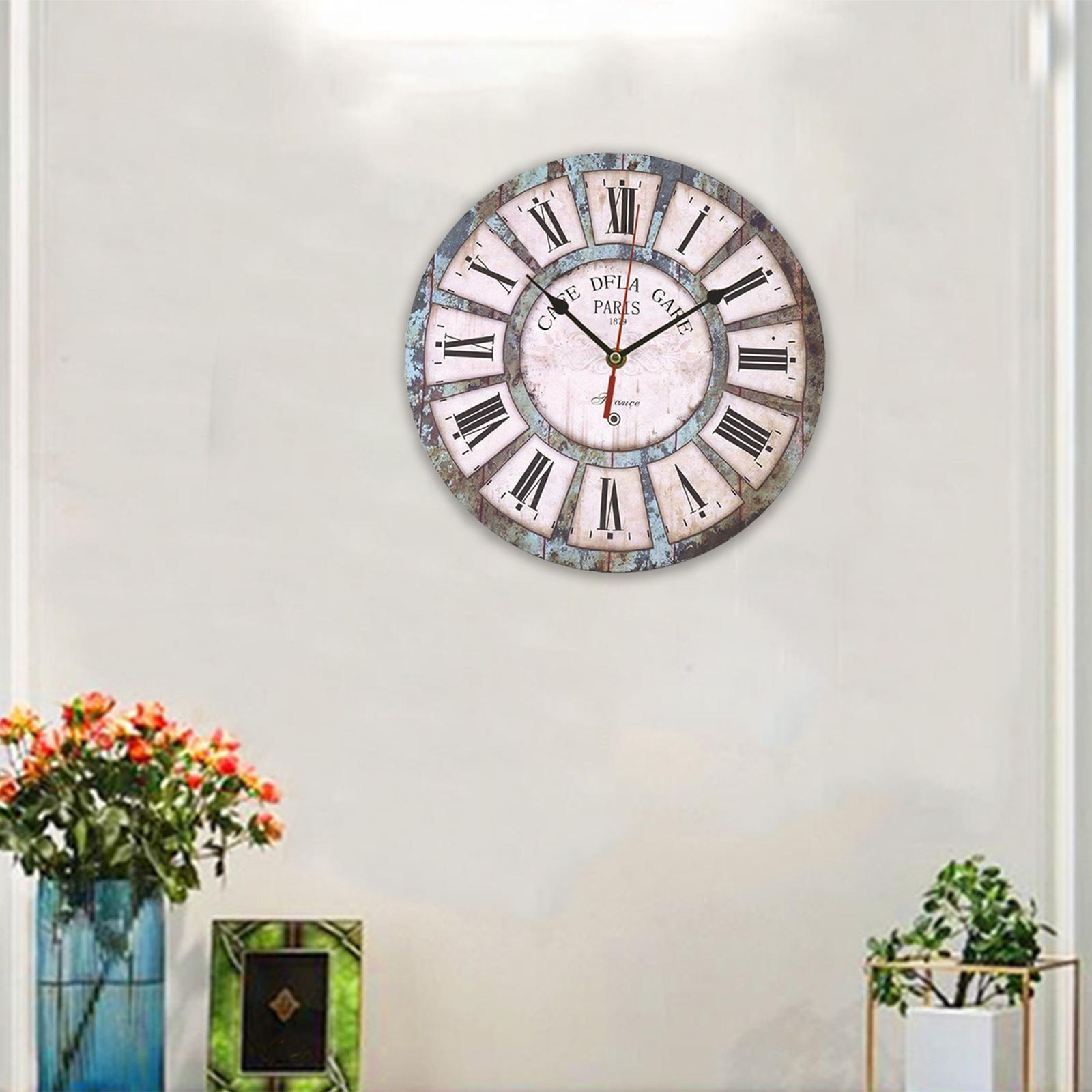 Rustic Wooden Wall Clock Living Room Kitchen Bedroom Decor