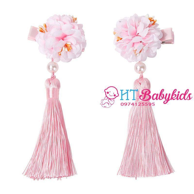 Set 2 Kẹp Tóc Hoa Tua Rua Phong Cách Trung Hoa Cổ Điển Cho Bé Gái