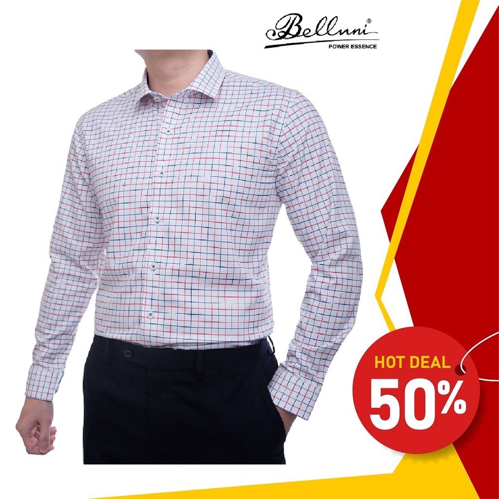 Áo sơ mi nam SlimFit tay dài cao cấp BELLUNI vải sợi tre thoải mái thanh lịch 157R