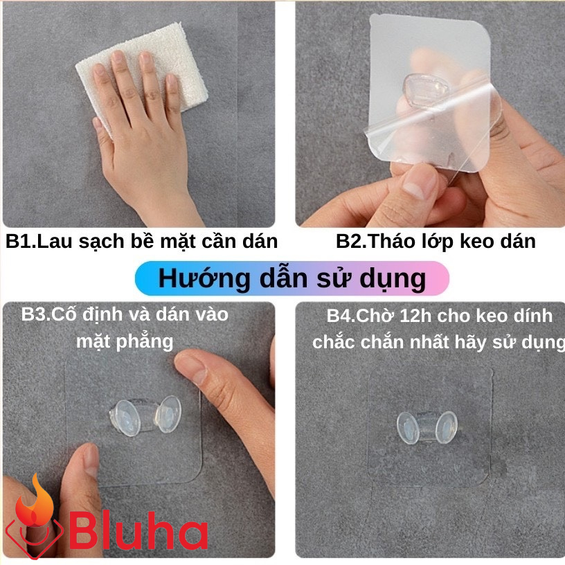 Combo Móc Dán tường treo dây điện, phích cắm, để sạc điện thoại 2 Tai Siêu dính - Móc Treo Đồ Đa năng nhà tắm nhà bếp