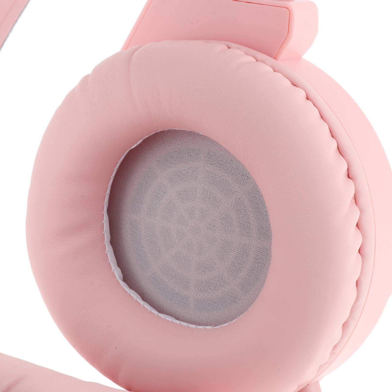 Professional Pink Over Ear Gaming Headset Headphone with LED Light,Realistic Surround Sound Subwoofer