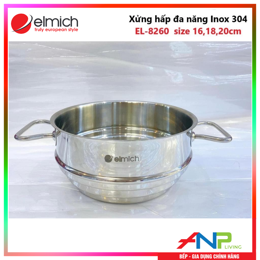 Xửng hấp đa năng Inox 304 Elmich EL-8260 - Hàng Chính Hãng