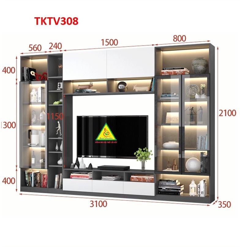 Tủ kệ tivi trang trí phong cách hiện đại TKTV308 - Nội thất lắp ráp Viendong adv