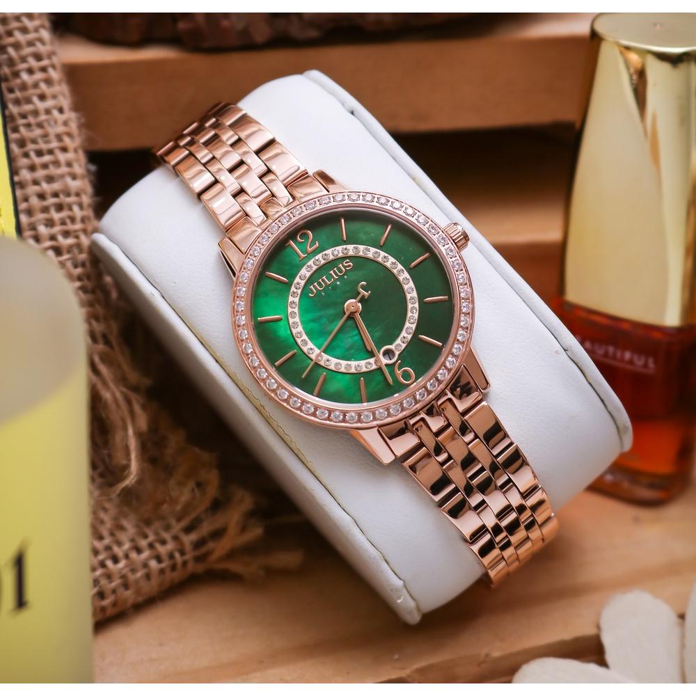 Đồng Hồ Nữ Chính Hãng Julius Cao Cấp Dây Thép Kim Loại Chống Nước Kính Sapphire Đường Kính 32mm JS-051C