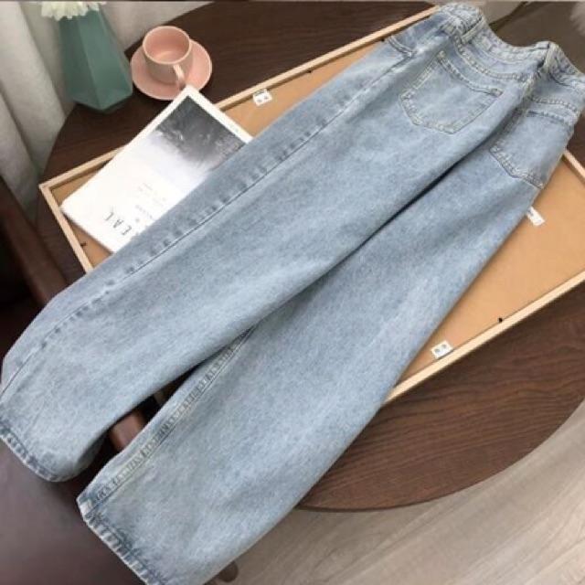 QUẦN JEANS ỐNG RỘNG XANH BẠC SIÊU ĐẸP- hình thật shop chụp