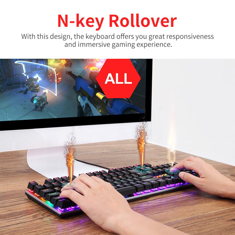 HXSJ L300 Wired 104-key Keyboard RGB Backlit Keyboard N-key Rollover Blue Switch