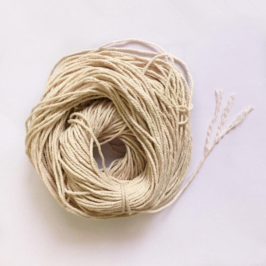 Roll 50M 1.5mm Natural Braided Cotton Rope Cord String Multi-purpose Crafts