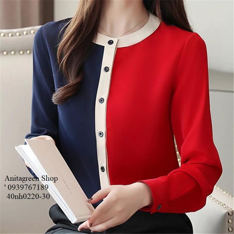 40nh0220-SƠ MI NỮ 2 MÀU TAY DÀI s-6xl