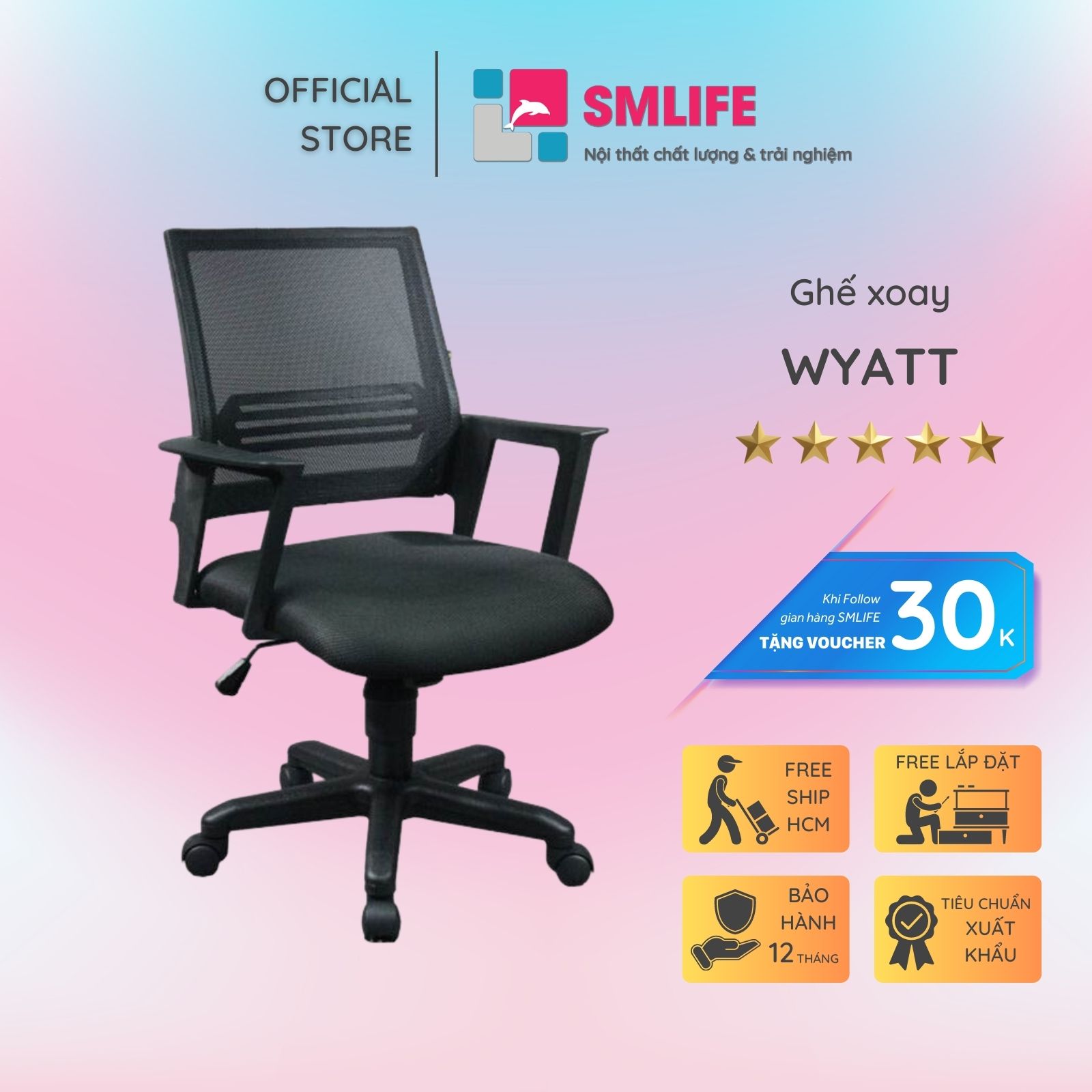 Ghế xoay nhân viên SMLIFE Wyatt