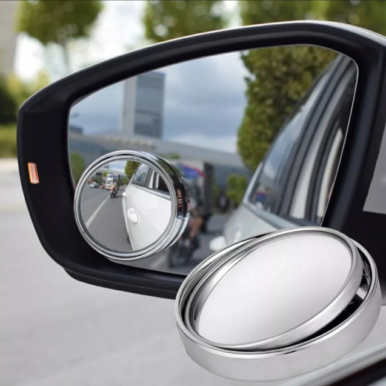 Bộ 2 Gương cầu xóa điểm mù tráng bạc quan sát góc rộng xoay 360 độ có viền loại tốt, đồ chơi ô tô xe hơi
