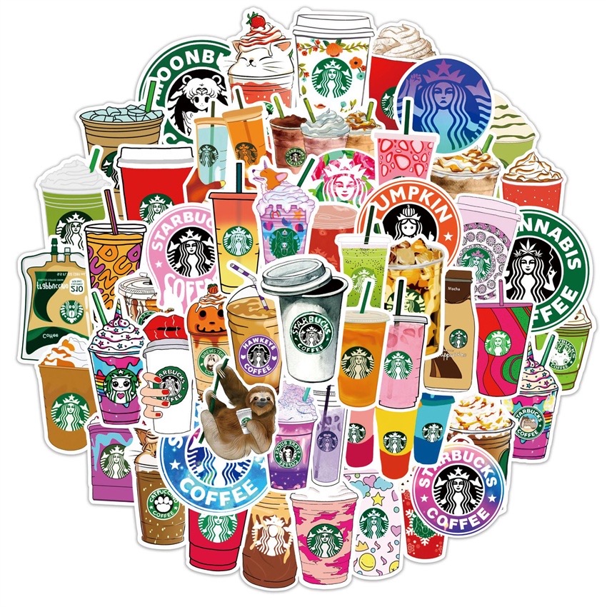 Bộ 50 Sticker nhãn dán Coffee đáng yêu ngọt ngào