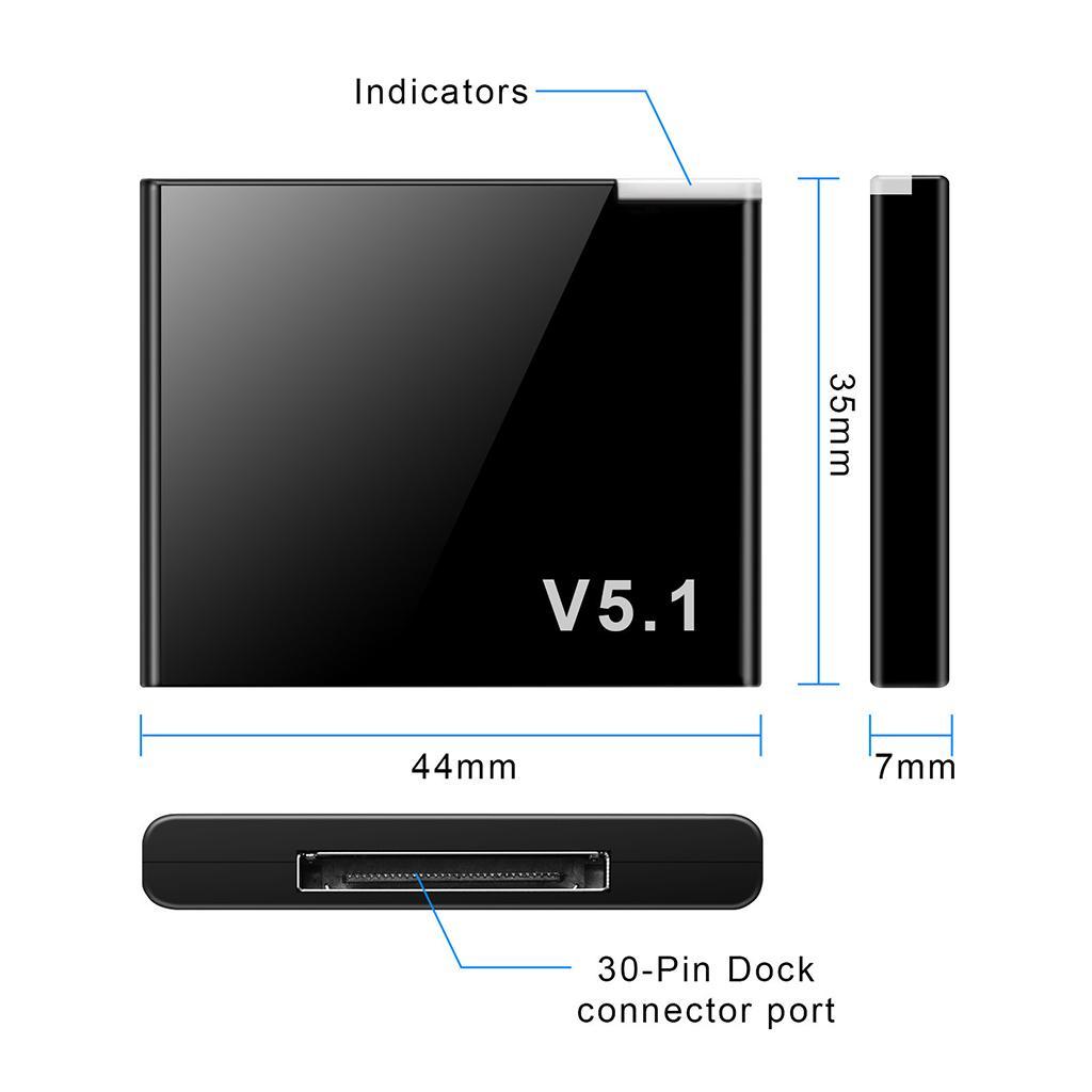 30 Pin Bluetooth Audio Receiver A2DP Music Adapter for 30 Pin Dock Speaker, Bluetooth Devices