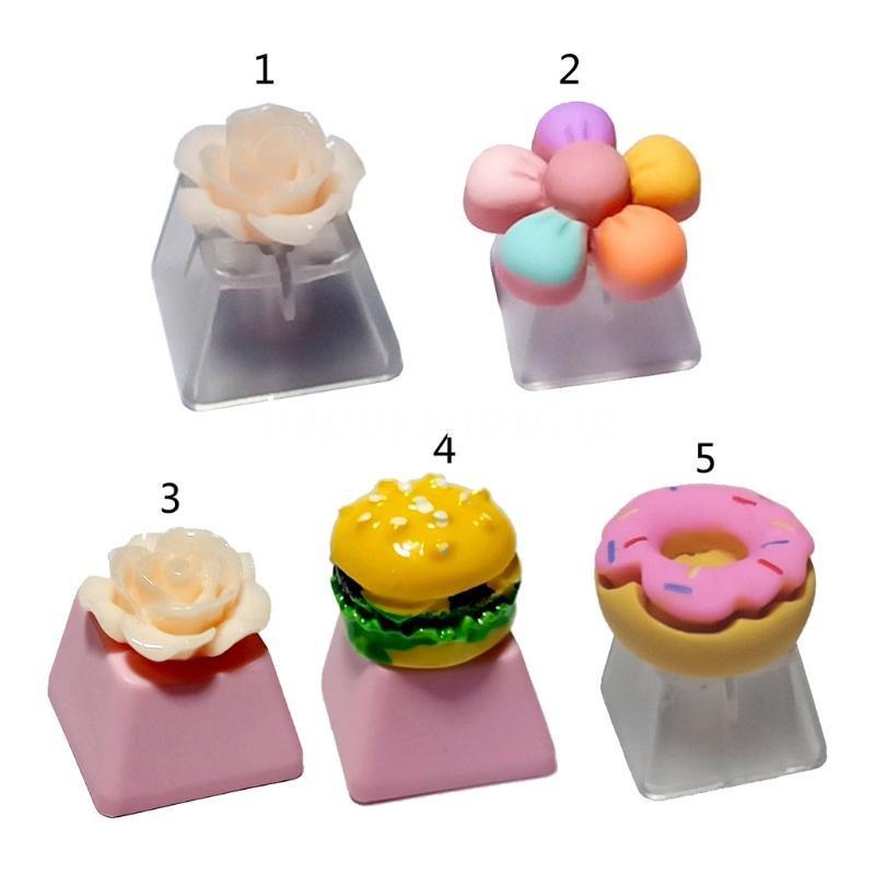 HSV Keycap Games Backlit Creative DIY Keycap Flower Hamburger Donuts for Mechanical Keyboards R4 Height Cherry Mx Axis