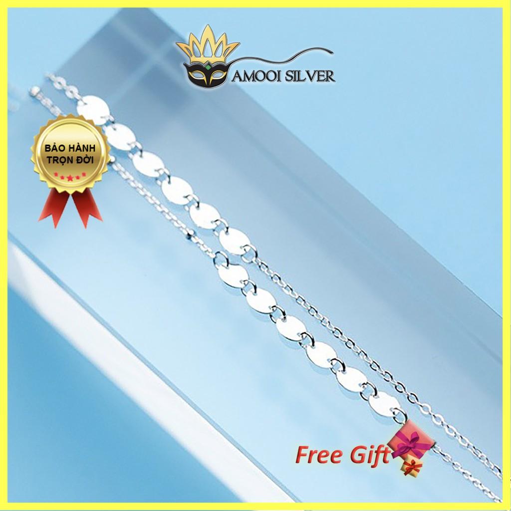Lắc Chân Bạc Dây Đôi Khoen Tròn Chắc Chắn - Vòng Chân Bạc Thời Trang - Lắc Chân Bạc S925 Sáng Đẹp - AMOOI SILVER