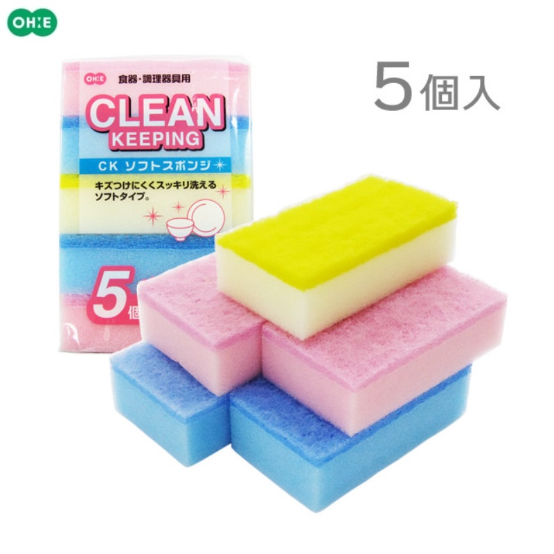 Set 05 miếng rửa chén, chà nồi, chính hãng Ohe - Hàng nội địa Nhật Bản