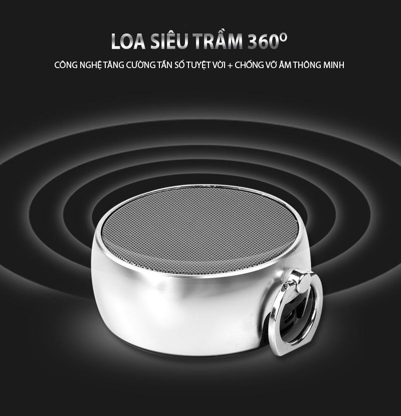 Loa Bluetooth Vỏ Thép Âm Bass mạnh mẽ, Công Suất 5W, Có Cáp Liên Kết, Cắm Được Thẻ Nhớ