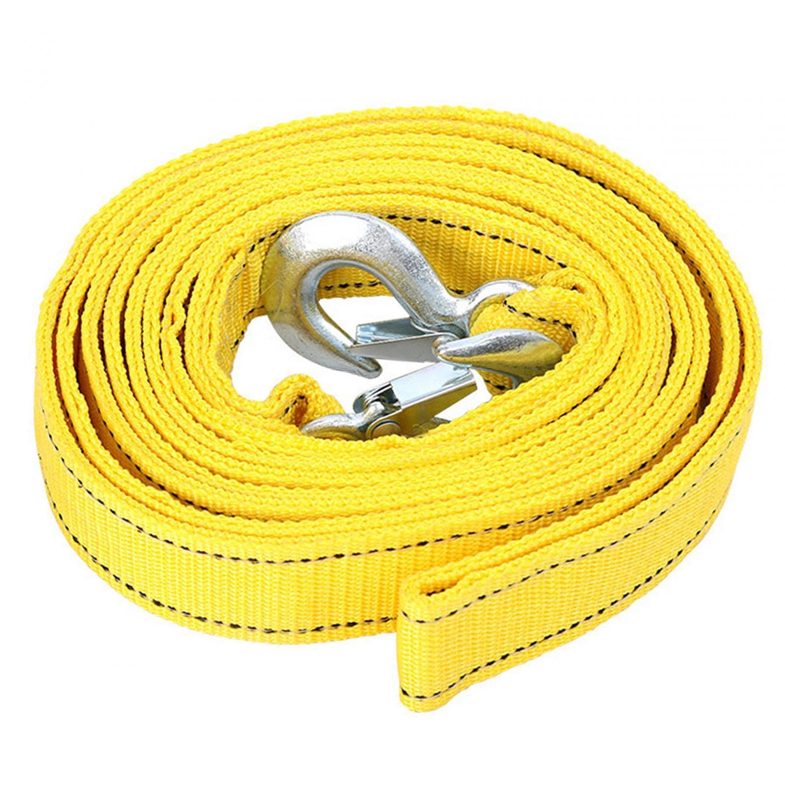 Heavy Duty Tow Strap with Hooks Tow Strap Rope ,5T Capacity ,High Strength Accessories ,Yellow Good Quality ATV Tow Strap Truck Recovery Strap