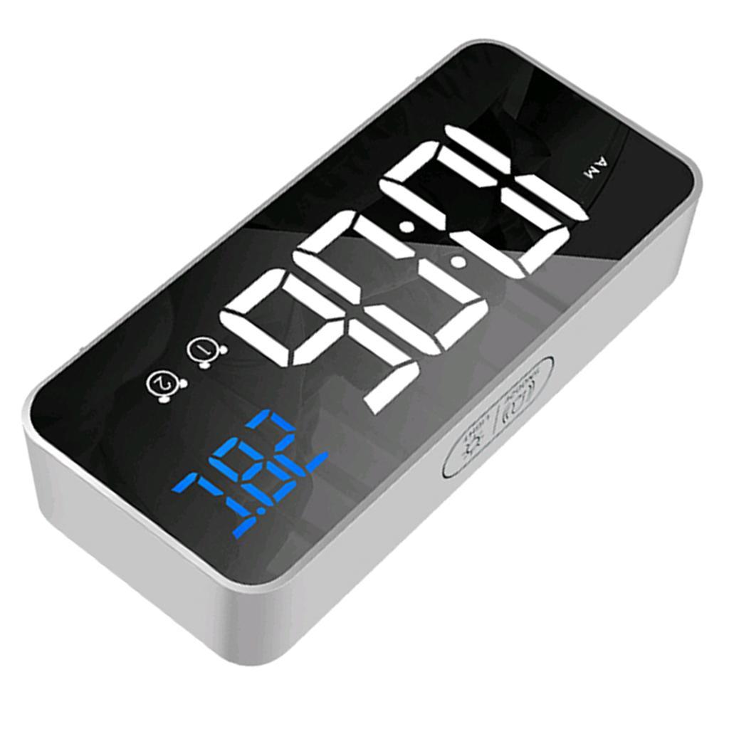 2xFull LED HD Digital Bedside Clock Mirror Alarm Clock School Clock