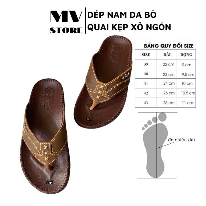 Dép kẹp nam, dép nam da bò đế lõm cao cấp hàng VNXK DT04