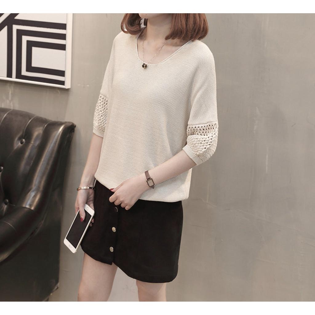 MS318 Áo len dáng suông tay lỗ