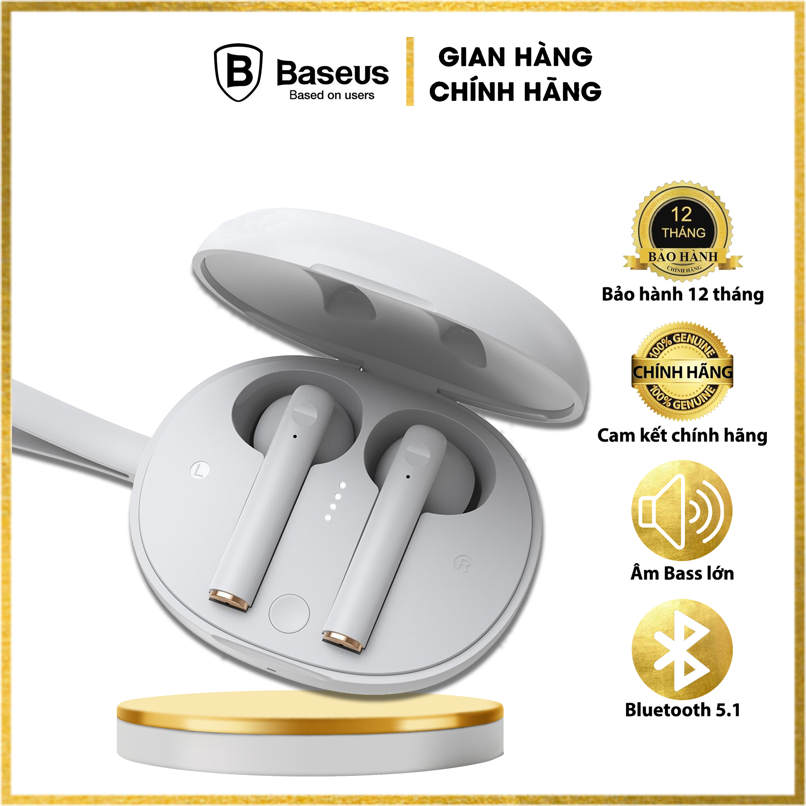 Tai nghe True Wireless Baseus Encok True Wireless Earphones W05 (Bluetooth 5.0, 4h sử dụng liên tục, cảm biến tiệm cận) - Hàng chính hãng