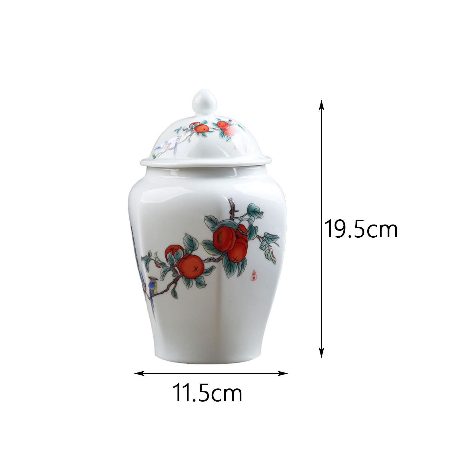 Ceramic Ginger Jar Tea Storage Jar Decorative Flower Vase Tea Tin with Lid
