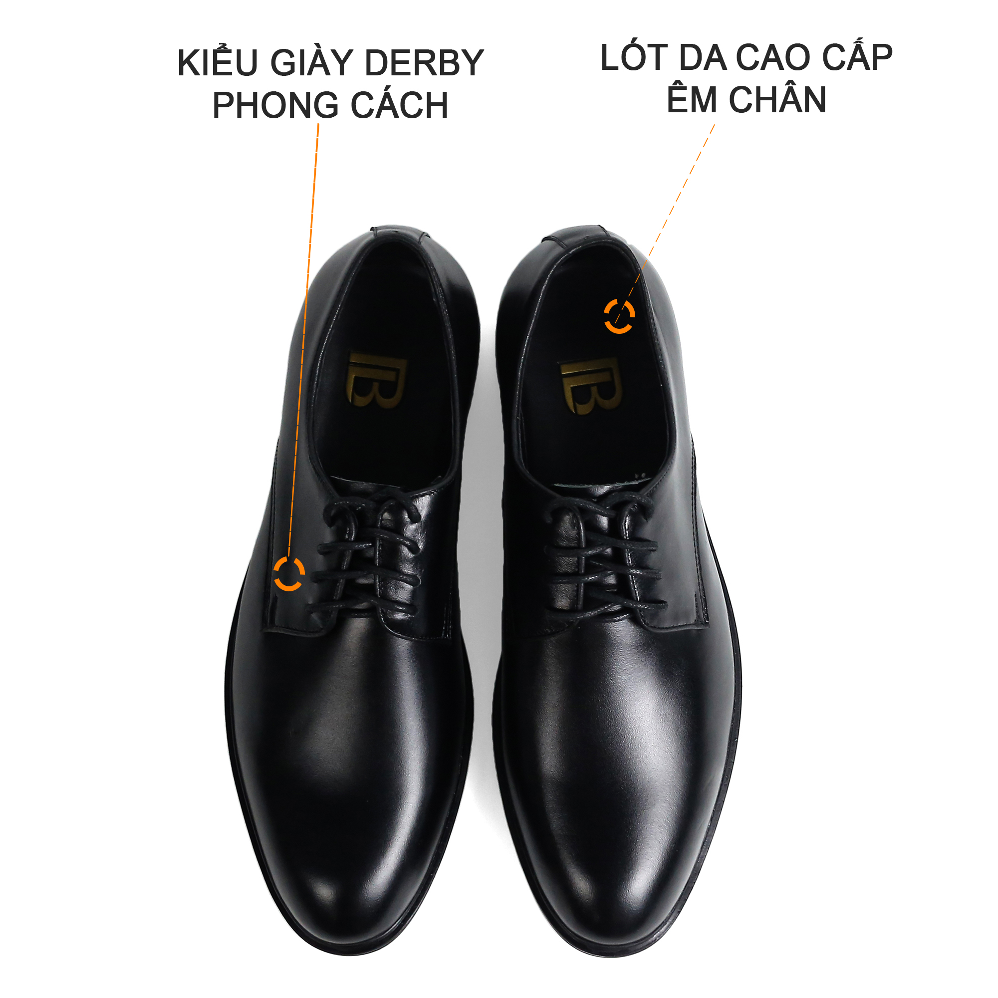 Giày nam Derby công sở da bò nappa cao cấp G113- Bụi leather- hộp sang trọng - Bảo hành 12 tháng