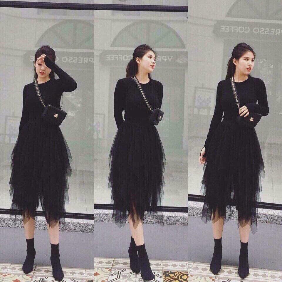 Chân váy tulle dài thiết kế dáng nhọn KIỂU DÁNG  nhiều tầng siêu xinh