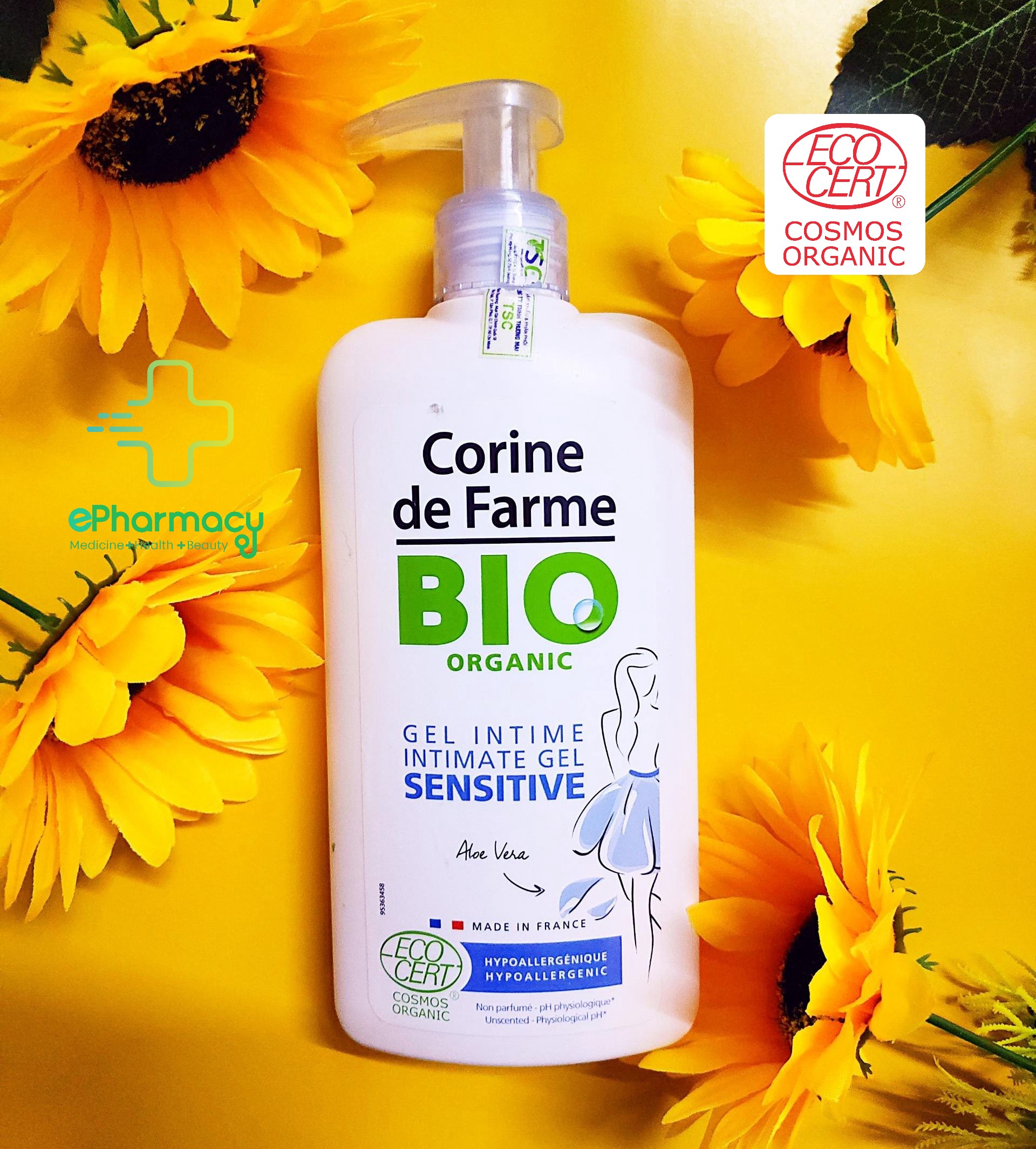 Gel rửa phụ khoa hữu cơ Corine de Farme BIO Organic Intimate Gel Sensitive 250ml