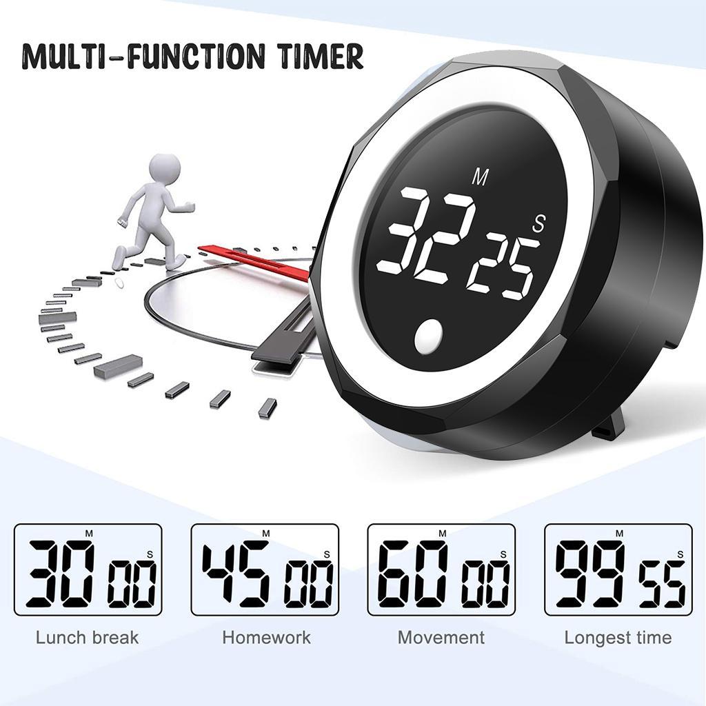 Digitial Timer Manual Knob Alarm Clock Stopwatch Kitchen Meeting Cooking