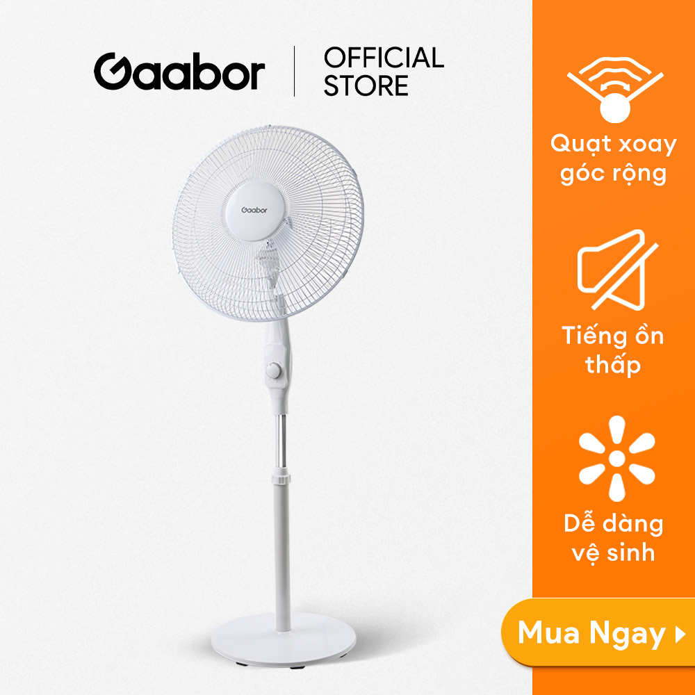 Quạt điện đứng 5 cánh 3 tốc độ Gaabor FM430M-WH05A độ ồn cực thấp đảo gió 90 độ tuần hoàn tùy chỉnh tiết kiệm điện - Hàng chính hãng