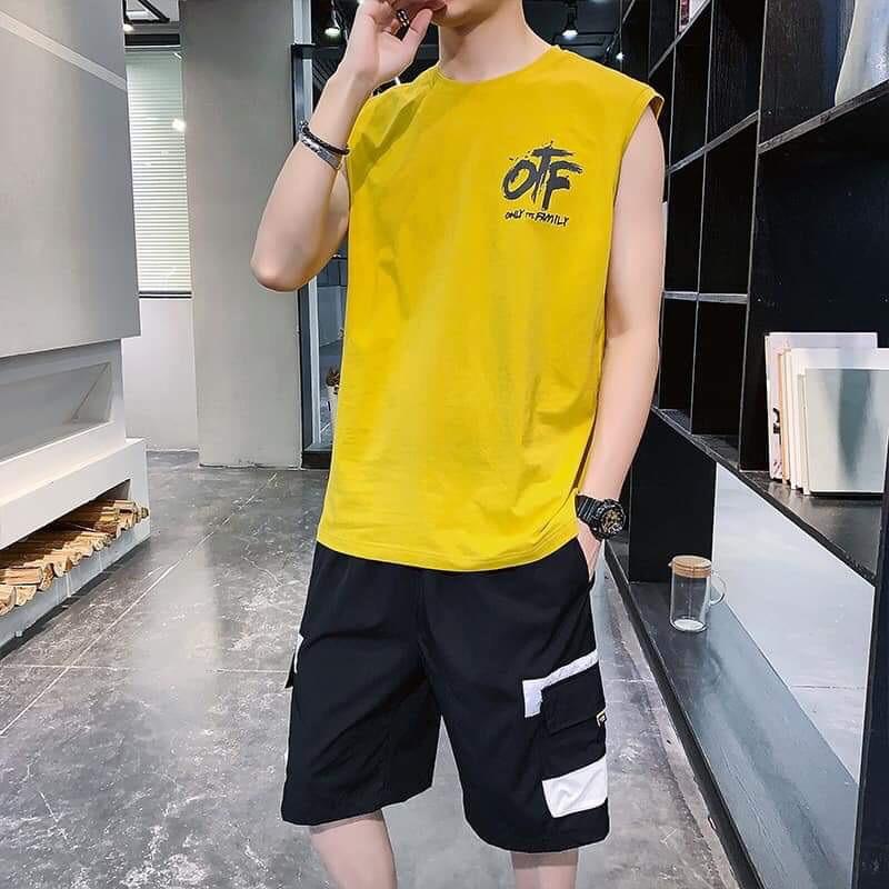 Đồ Bộ Nam Thể Thao, Đồ Bộ Nam Mặc Nhà, Sét Bộ Thể Thao Áo Ba Lỗ Vải Thun Lạnh Quần Kaki Mềm Mịn In Chữ OFF