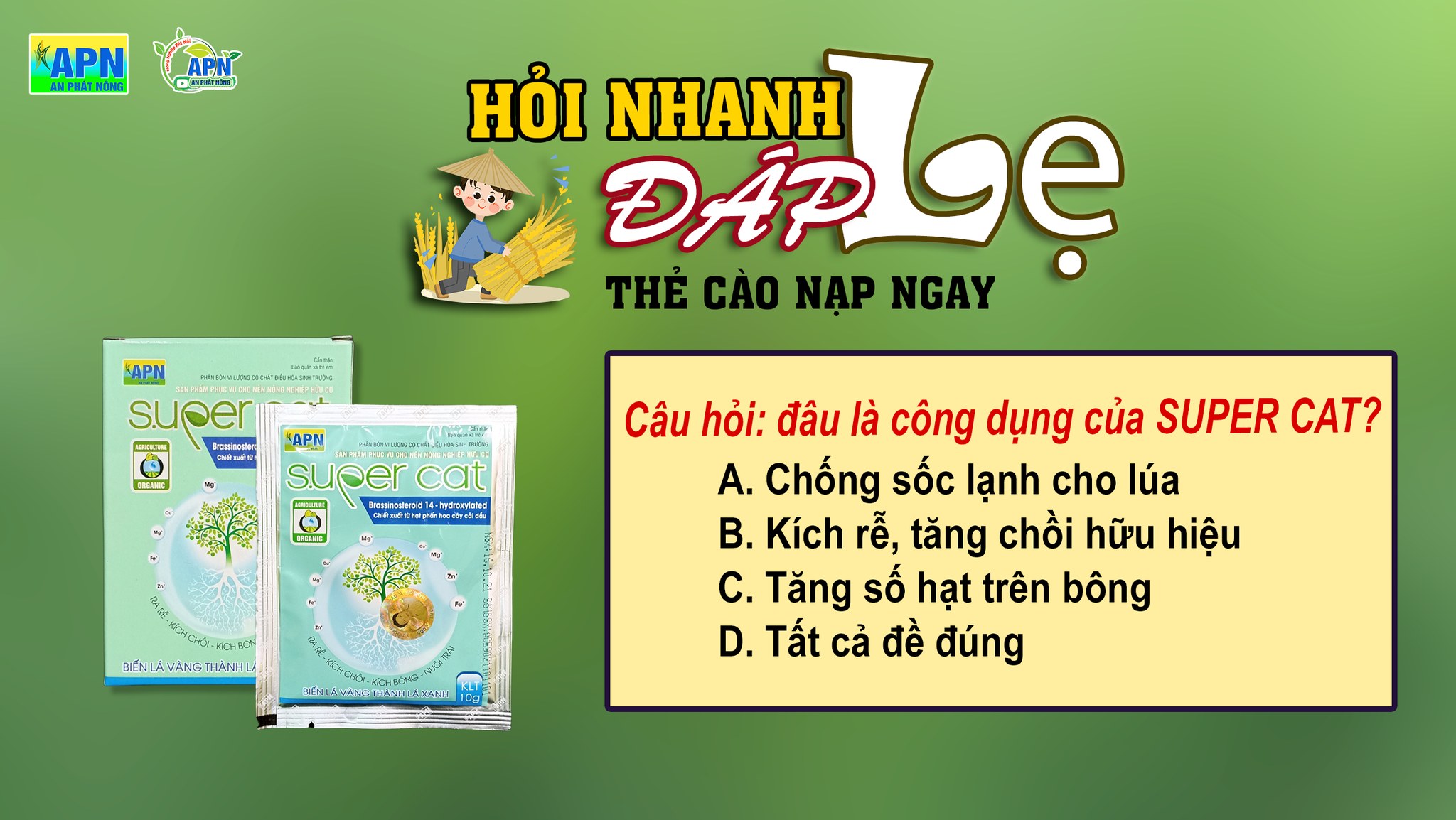 SUPER CAT 10g kích rễ mạnh, bung đọt nhanh, kích hoa đồng loạt, sinh trưởng tối đa cho cây kiểng, lúa, cây ăn trái,.