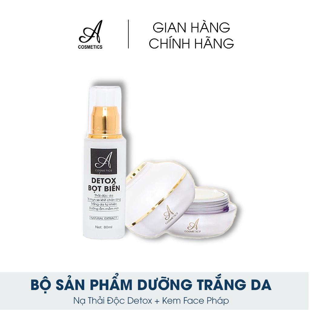 Bộ 2 SP dưỡng trắng da mặt Acosmetics: 1 Kem Face Pháp 50g + 1 Detox Bọt Biển 80ml