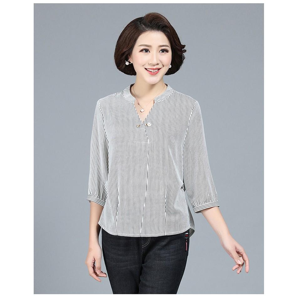 Áo sọc tay lỡ quý cô cao cấp TK74