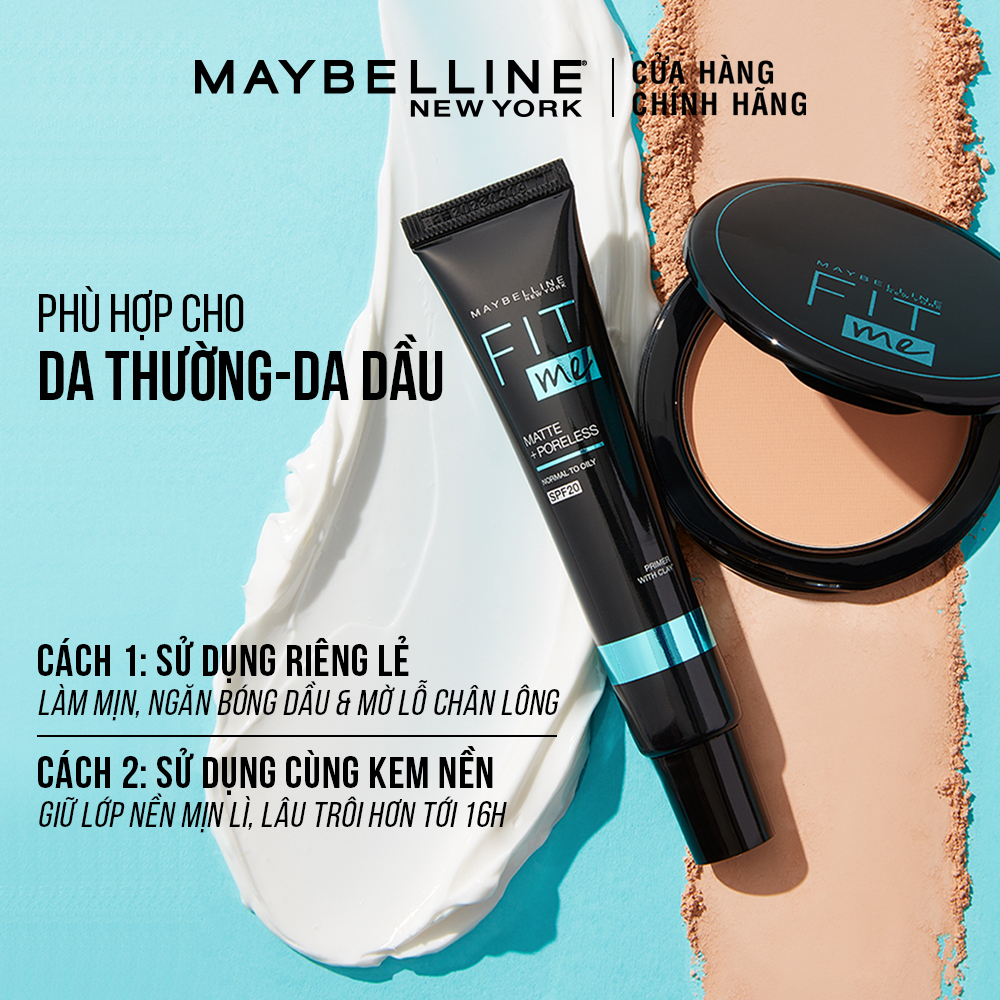 Kem Lót Kiềm Dầu Ngăn Xuống Tông SPF 20 Fit Me Primer Matte+Poreless Maybelline New York 30ml