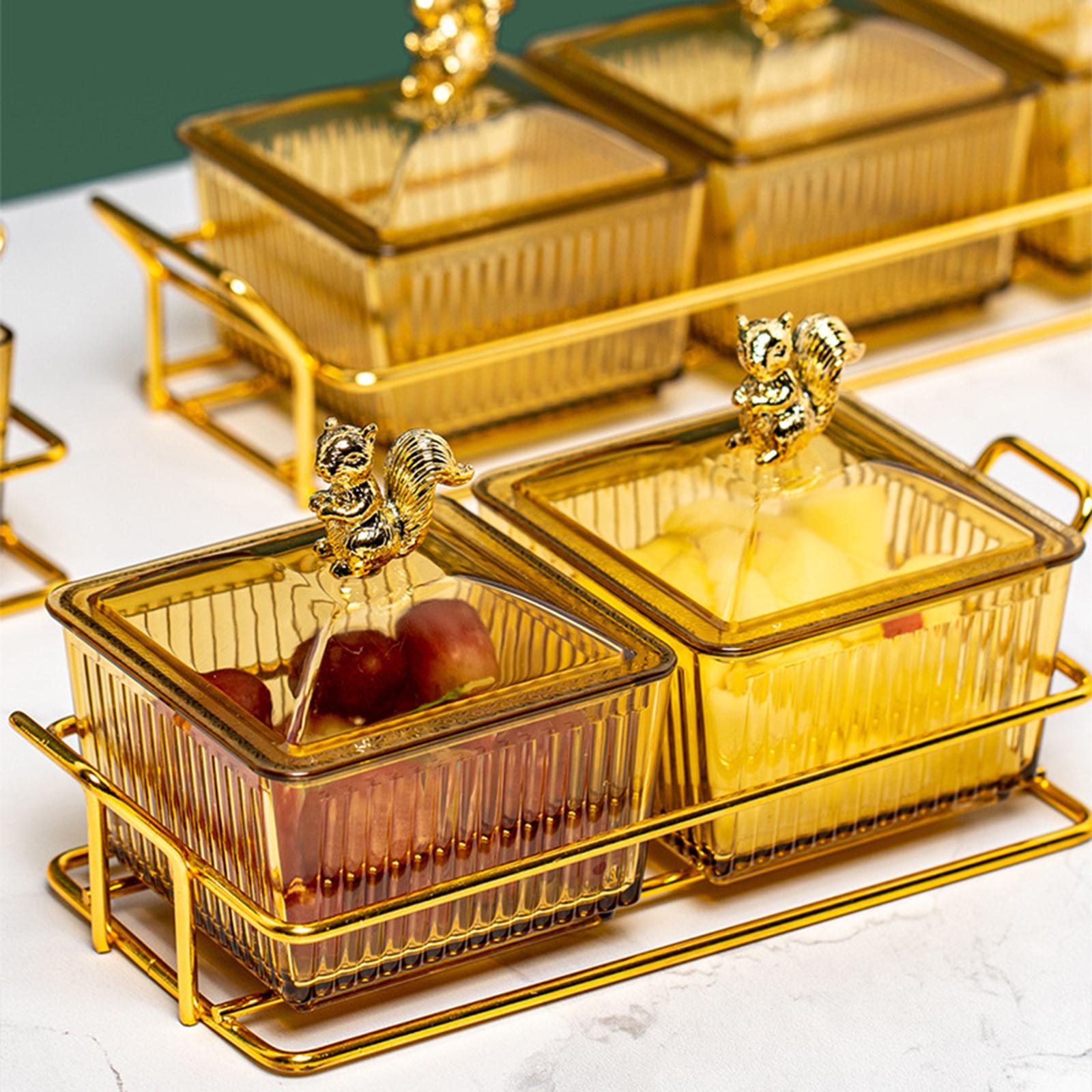 Fruit Dessert Snacks Serving Platter 6 Bowls with Lid Caddy Serving Platter for Fruits