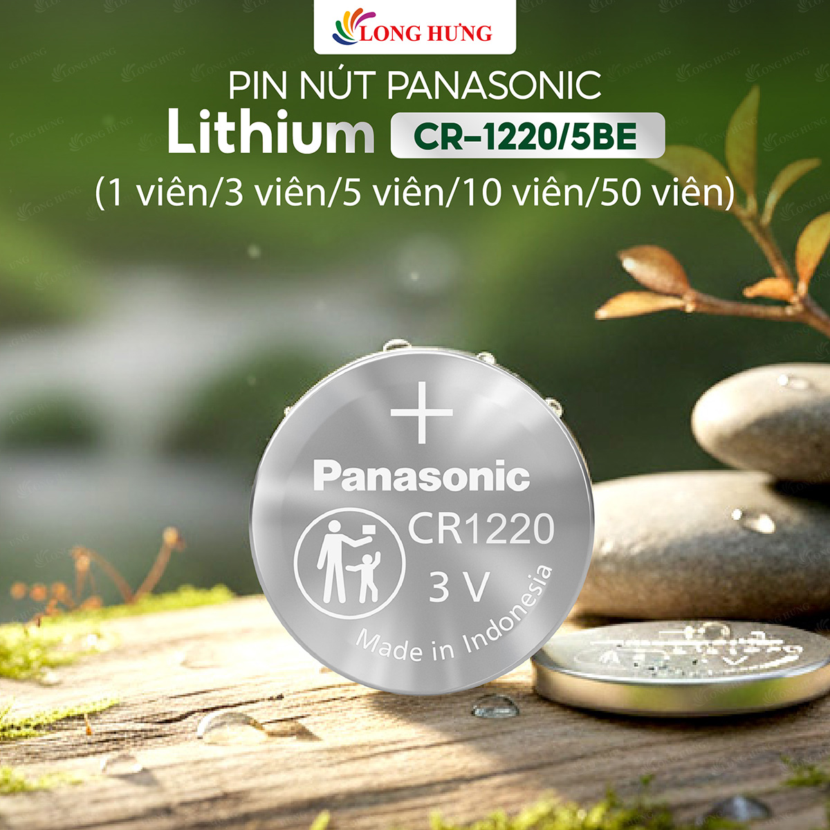 Pin nút Panasonic 3V CR-1220/5BE (1 viên/3 viên/5 viên/10 viên/50 viên) - Hàng chính hãng